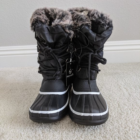 MySoft Shoes - NWT MySoft faux fur lined Snow Boots size 8 black